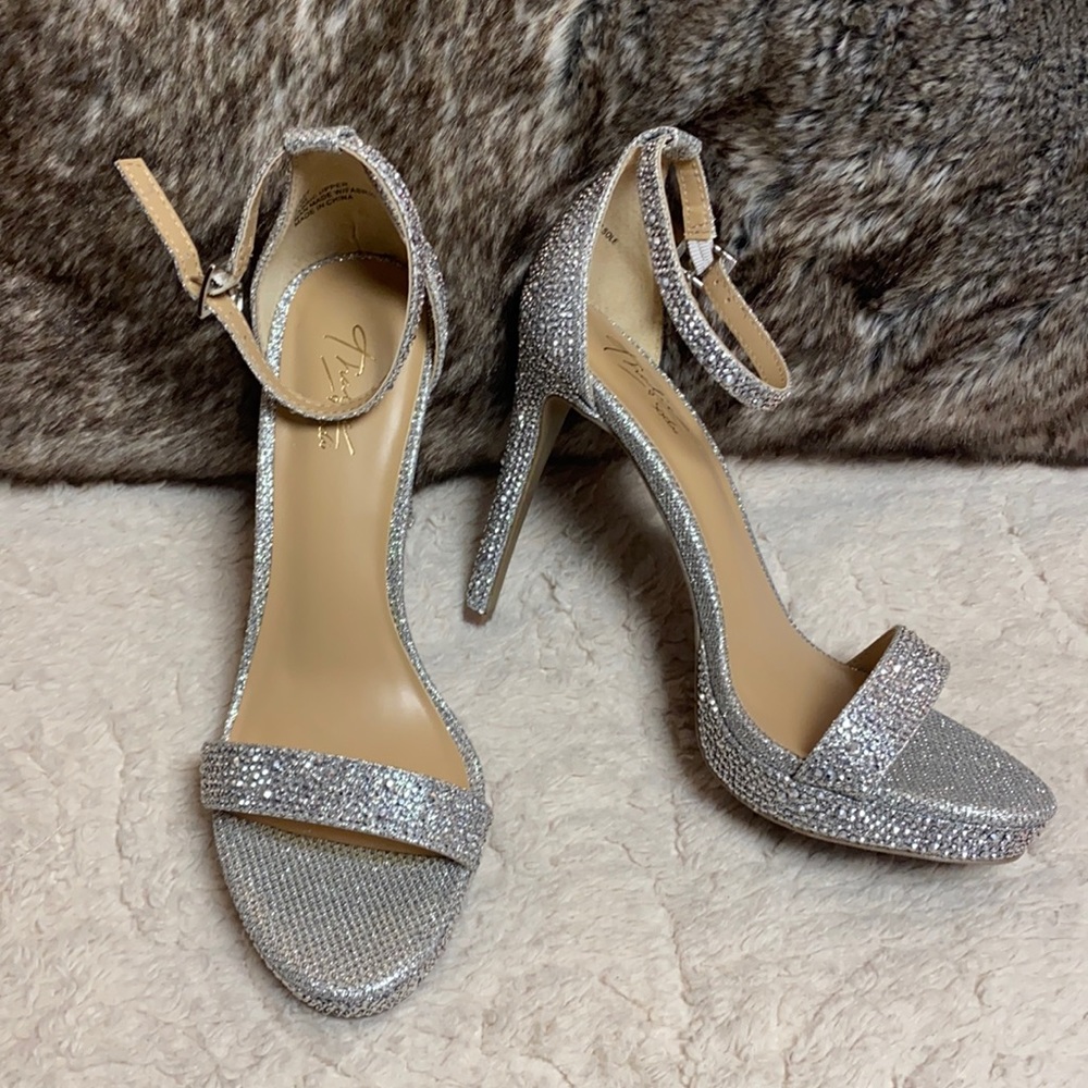 silver glitter heels
